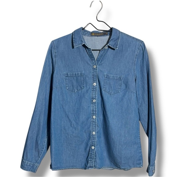 Outback Red Classic Medium Wash Denim Long Cuff Sleeves Button-Up Shirt - Picture 6 of 14